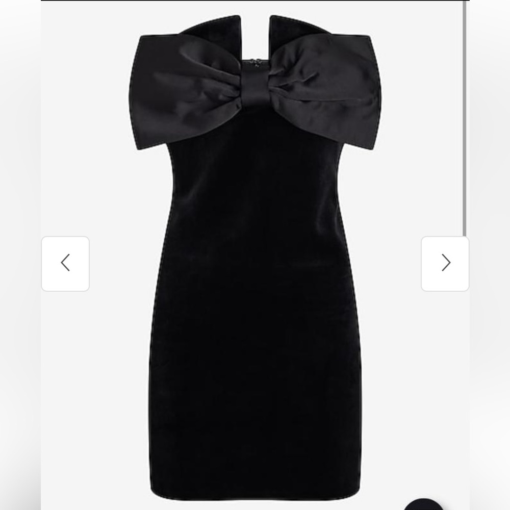 Strapless velvet statement bow mini dress